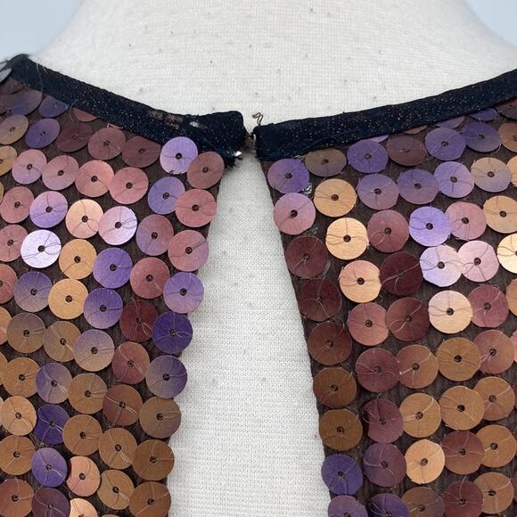 ABS Womens Brown Sleeveless Silk Dress Balloon Hem Sequined Bodice Size 6 New - Picture 8 of 16